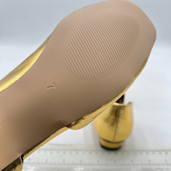 Wo Wagas Gold Side Cut Block Low Heeled Square Toe Slip On Pump Working Shoe - Picture 6 of 8